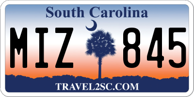 SC license plate MIZ845