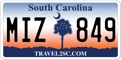 SC license plate MIZ849