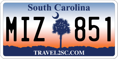 SC license plate MIZ851