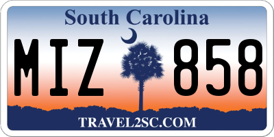 SC license plate MIZ858