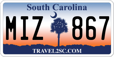 SC license plate MIZ867