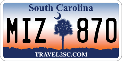 SC license plate MIZ870