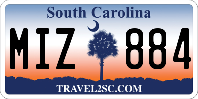 SC license plate MIZ884