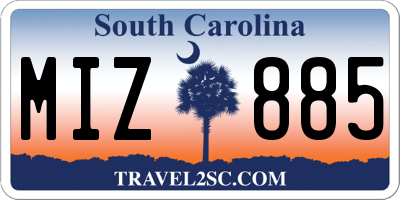 SC license plate MIZ885