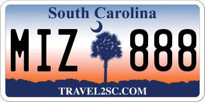 SC license plate MIZ888