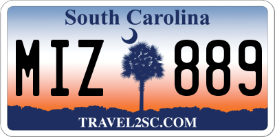 SC license plate MIZ889