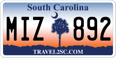 SC license plate MIZ892