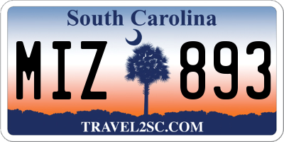 SC license plate MIZ893