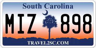 SC license plate MIZ898