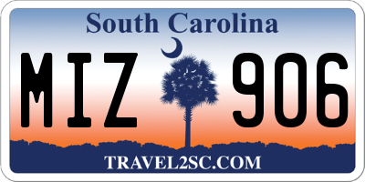 SC license plate MIZ906