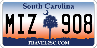 SC license plate MIZ908