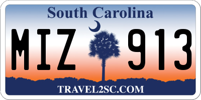 SC license plate MIZ913