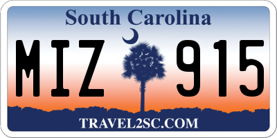 SC license plate MIZ915