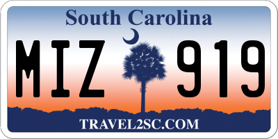 SC license plate MIZ919