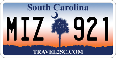 SC license plate MIZ921