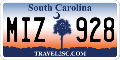 SC license plate MIZ928