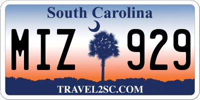 SC license plate MIZ929