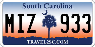 SC license plate MIZ933