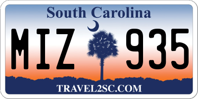 SC license plate MIZ935