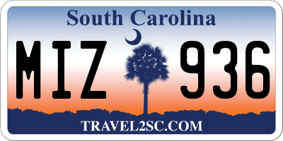 SC license plate MIZ936