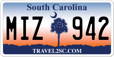 SC license plate MIZ942