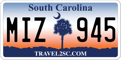 SC license plate MIZ945