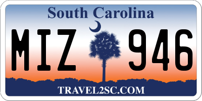 SC license plate MIZ946