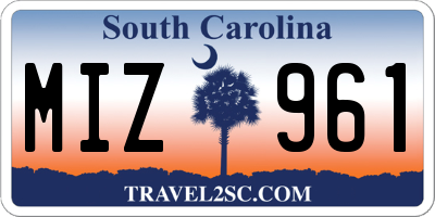 SC license plate MIZ961