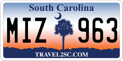 SC license plate MIZ963