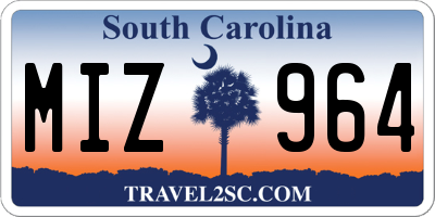 SC license plate MIZ964