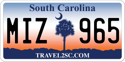 SC license plate MIZ965