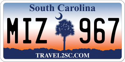 SC license plate MIZ967