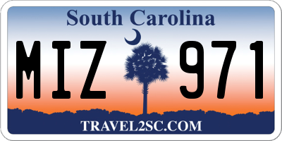 SC license plate MIZ971