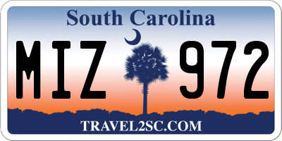 SC license plate MIZ972