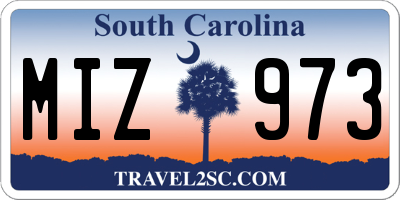 SC license plate MIZ973