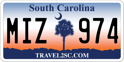 SC license plate MIZ974