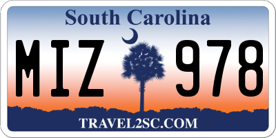 SC license plate MIZ978
