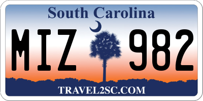 SC license plate MIZ982