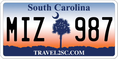 SC license plate MIZ987
