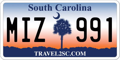 SC license plate MIZ991
