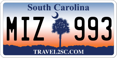 SC license plate MIZ993