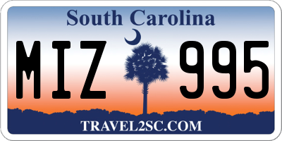 SC license plate MIZ995