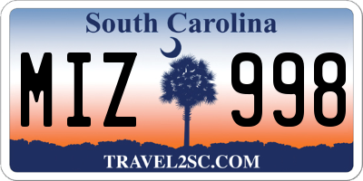 SC license plate MIZ998