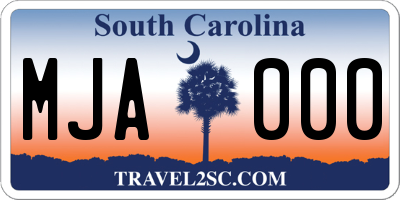 SC license plate MJA000