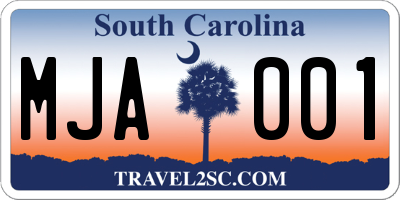 SC license plate MJA001