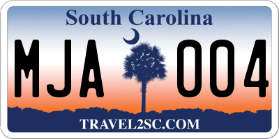 SC license plate MJA004