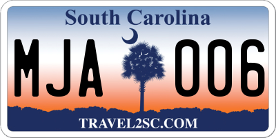 SC license plate MJA006