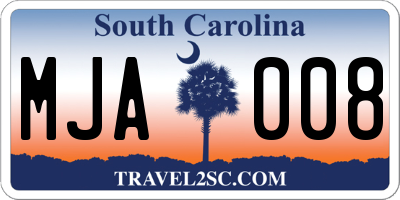 SC license plate MJA008