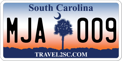 SC license plate MJA009