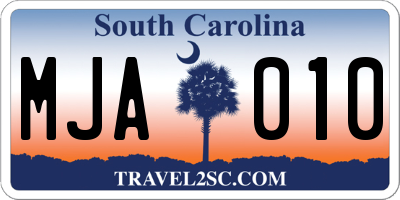 SC license plate MJA010
